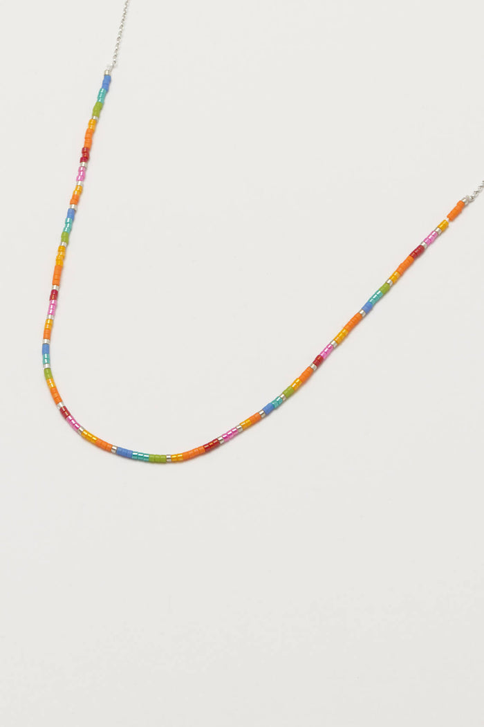 estella bartlett Rainbow Beaded Necklace Silver Plated
