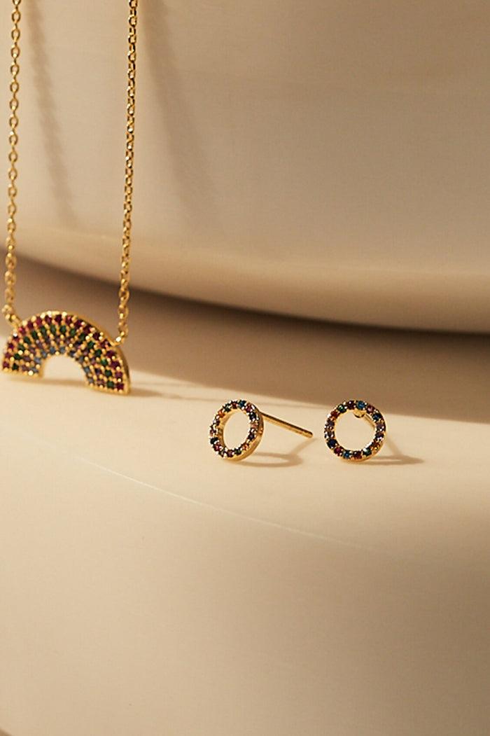 Estella Bartlett Rainbow Circle Earrings Gold Plated