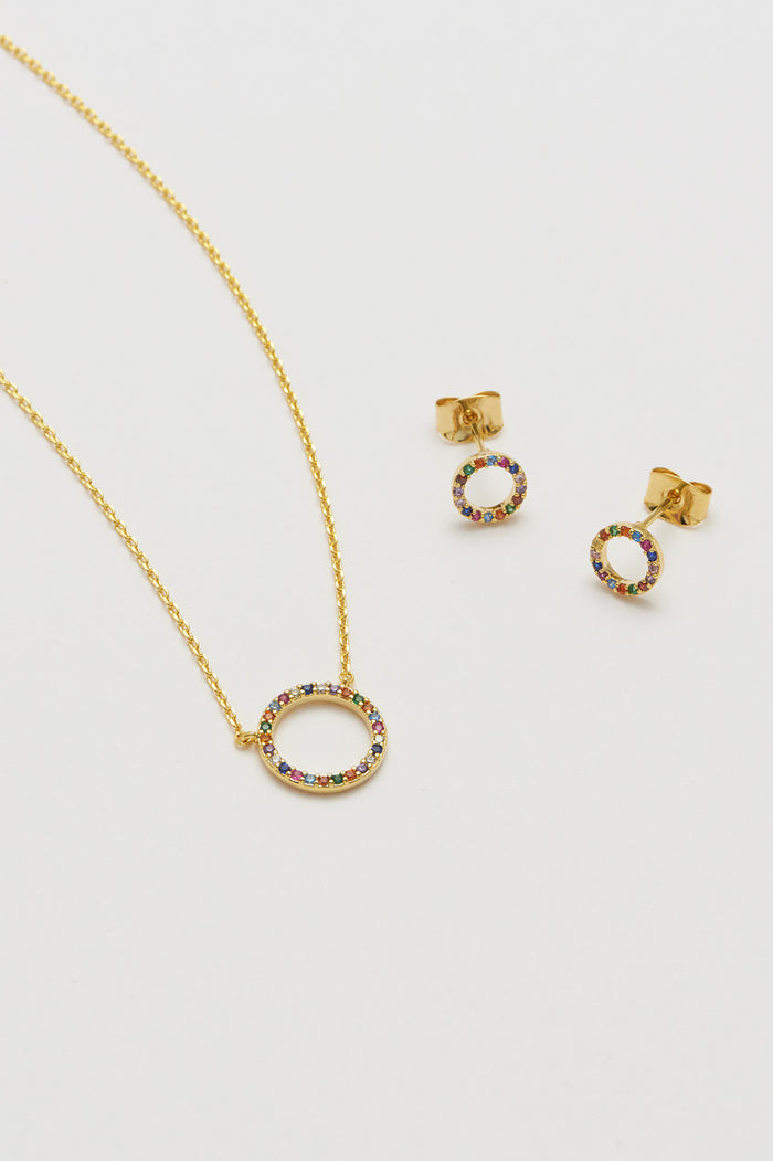 Estella Bartlett Rainbow Circle Earrings Gold Plated