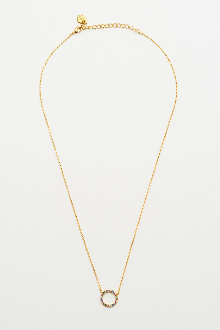 Estella Bartlett Rainbow Circle Necklace Gold Plated Packaging Message: Superstar