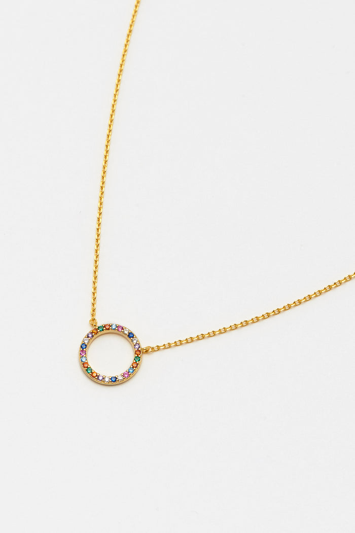 Estella Bartlett Rainbow Circle Necklace Gold Plated Packaging Message: Superstar