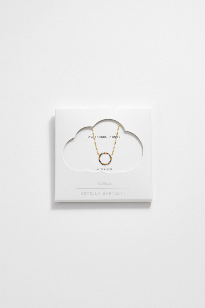 estella bartlett Rainbow Circle Necklace Gold Plated Packaging Message: Superstar