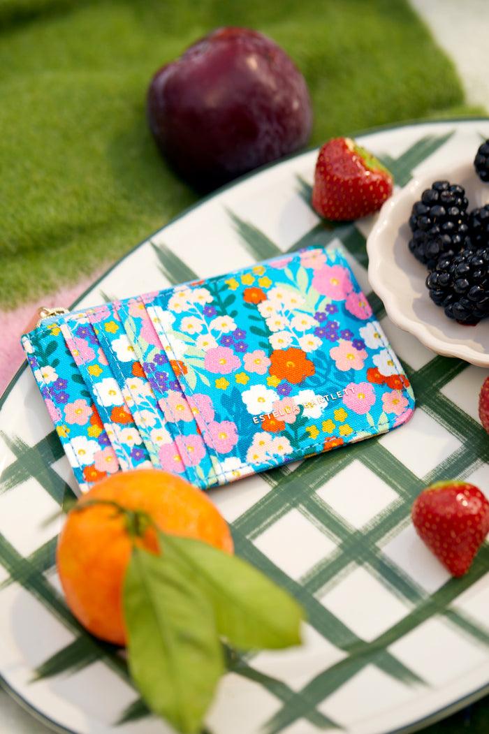 Estella Bartlett Rectangle Card Purse Blue Floral Print