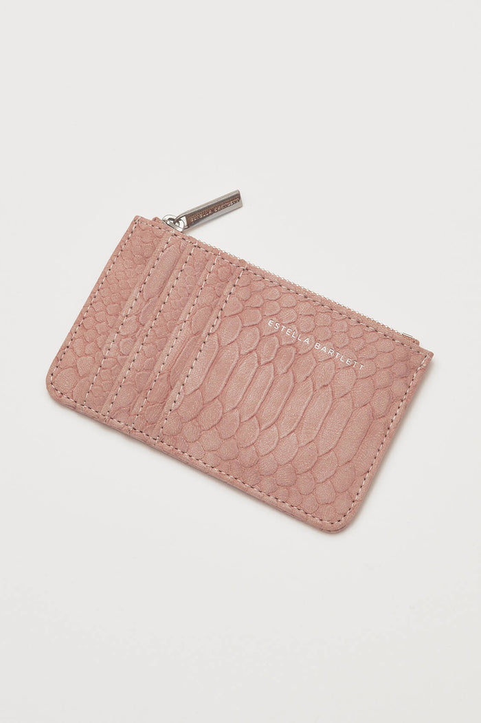 estella bartlett Rectangle Card Purse Blush Snake-effect