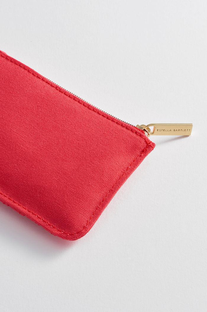 Estella Bartlett Rectangle Card Purse Red Floral Embroidered