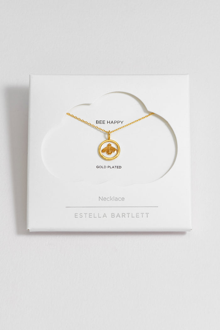 estella bartlett Resin Bee Pendant Necklace Gold Plated Packaging Message: BEE HAPPY