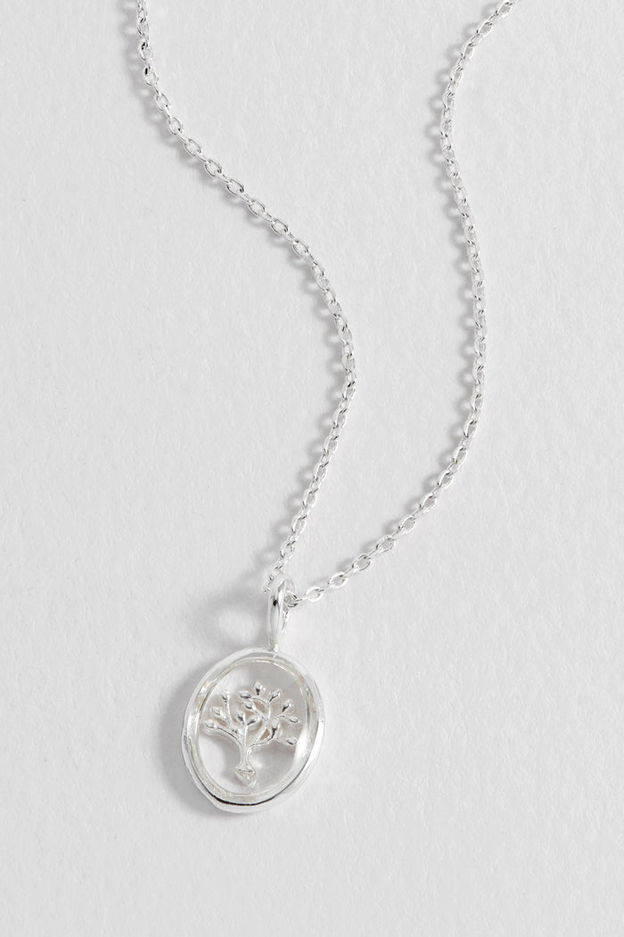 Estella Bartlett Resin Tree Of Life Pendant Necklace Silver Plated Packaging Message: ROOTING FOR YOU