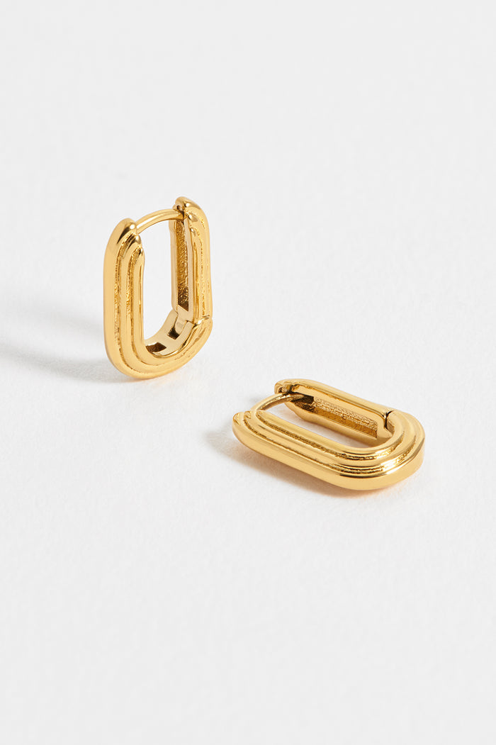 Estella Bartlett Ridged Hinge Hoops Waterproof PVD Gold Plated