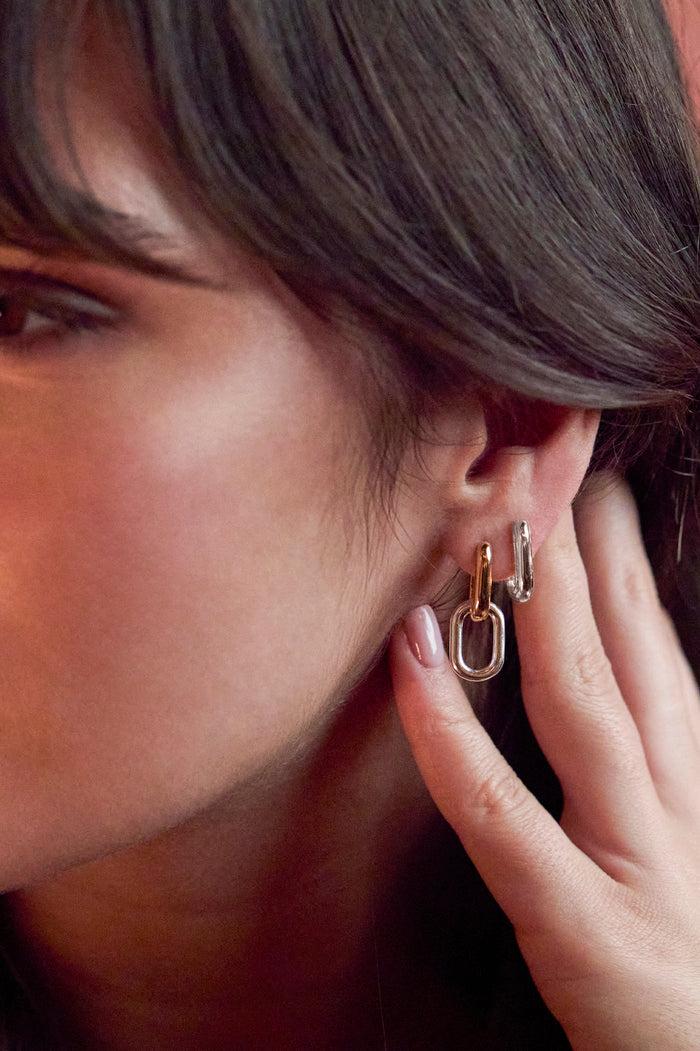 Estella Bartlett Ridged Hinge Hoops Waterproof PVD Silver Plated