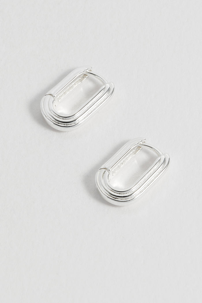 Estella Bartlett Ridged Hinge Hoops Waterproof PVD Silver Plated
