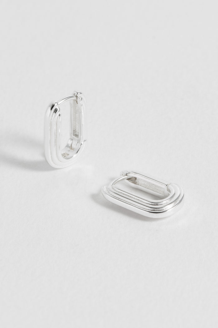 estella bartlett Ridged Hinge Hoops Waterproof PVD Silver Plated estella bartlett Ridged Hinge Hoops Waterproof PVD Silver Plated