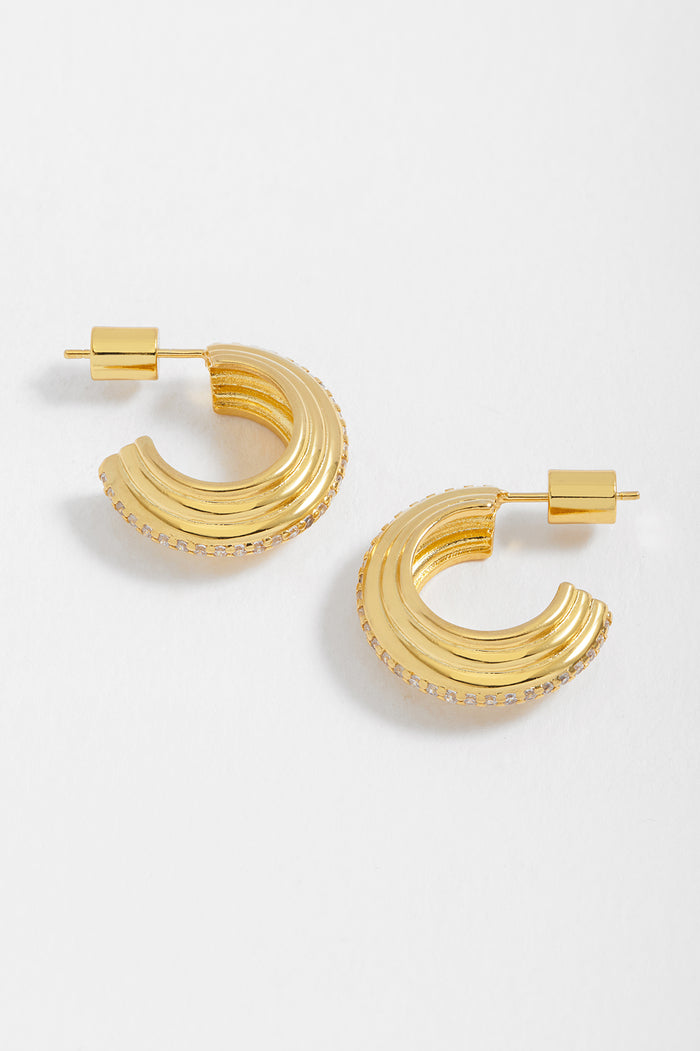 Estella Bartlett Ridged Maxi Hoop Earrings Gold Plated