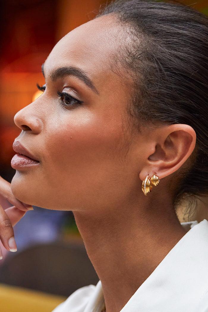 Estella Bartlett Ridged Maxi Hoop Earrings Gold Plated