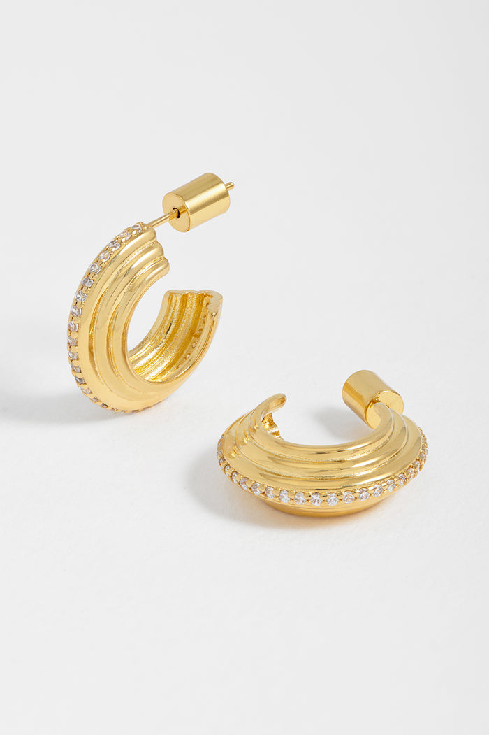 estella bartlett Ridged Maxi Hoop Earrings Gold Plated