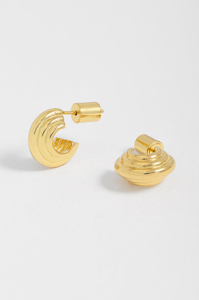 estella bartlett Ridged Mini Hoop Earrings Gold Plated