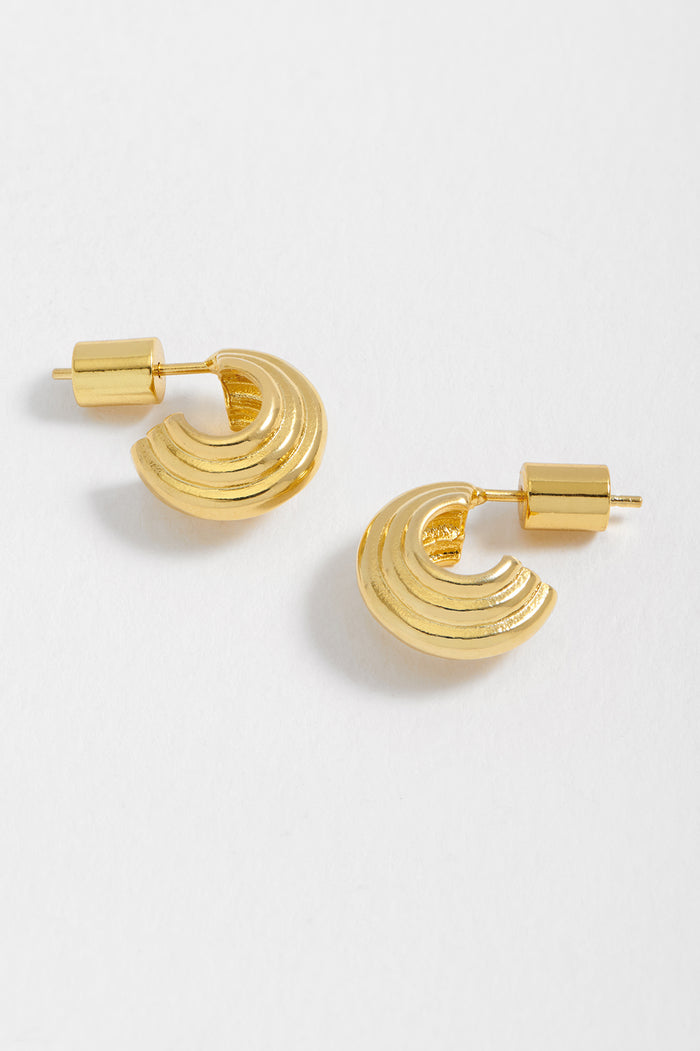 Estella Bartlett Ridged Mini Hoop Earrings Gold Plated