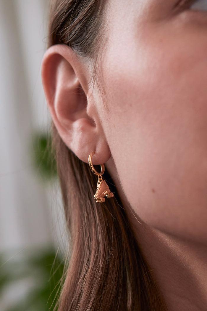 Estella Bartlett Rollerskate Hoop Earrings Gold Plated
