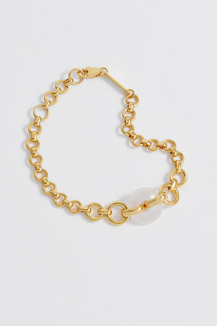 Estella Bartlett Rose Quartz Graduated Link T-Bar Bracelet Gold Plated | Rose Quartz