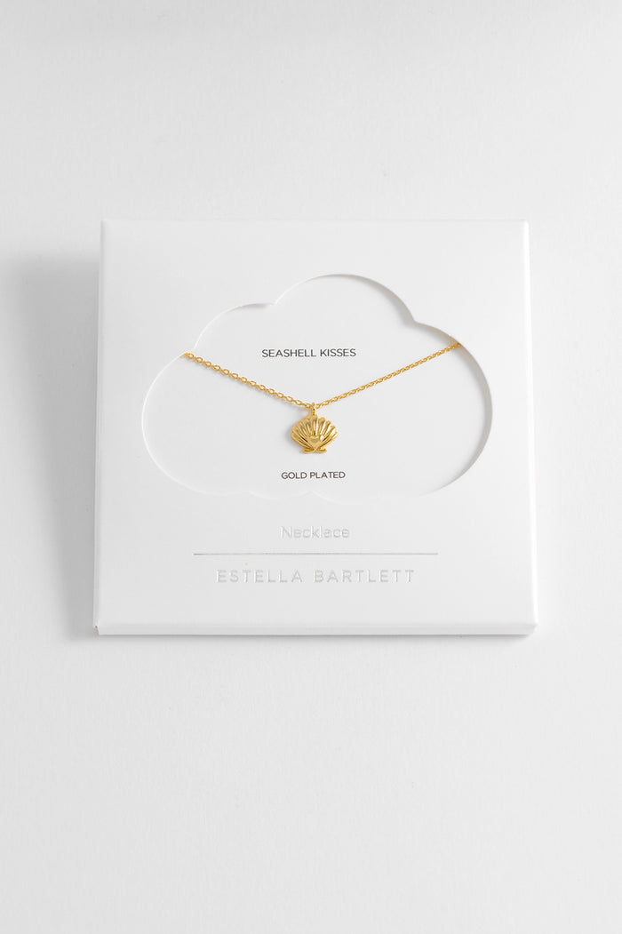 estella bartlett Scallop Heart Pendant Necklace Gold Plated Packaging Message: Seashell Kisses