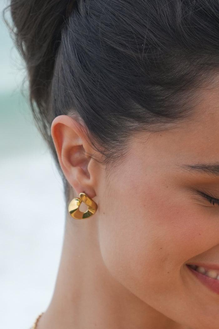 Estella Bartlett Sculptural Twist Hoop Earrings Waterproof PVD Gold Plated