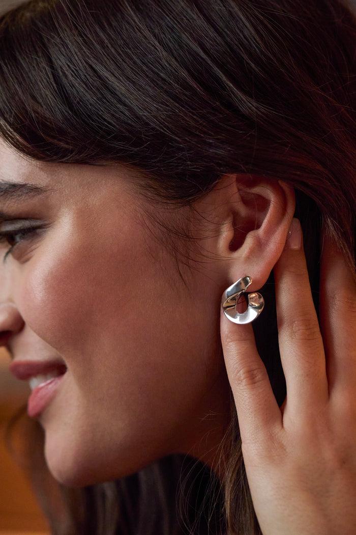 Estella Bartlett Sculptural Twist Hoop Earrings Waterproof PVD Silver Plated