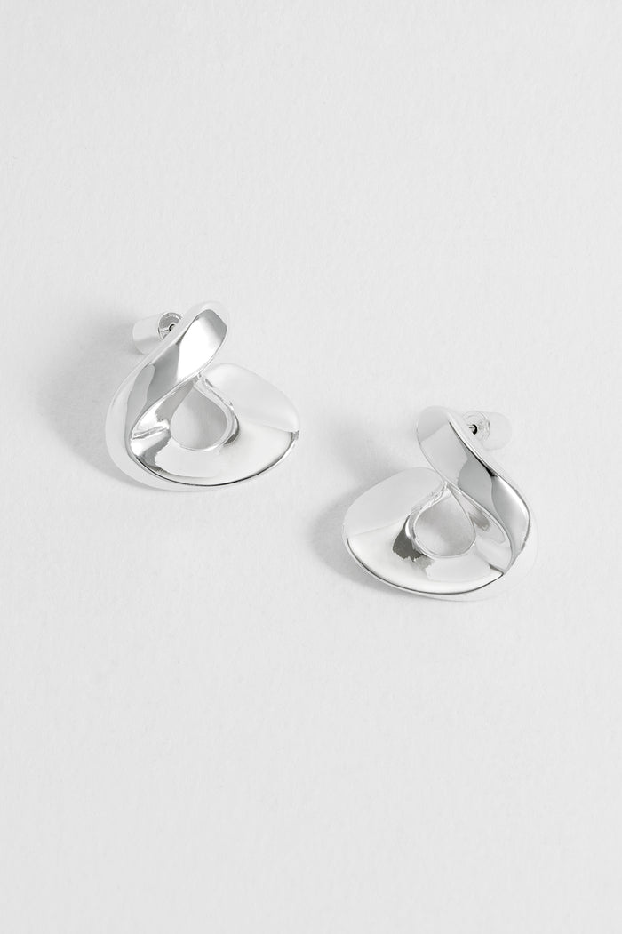 estella bartlett Sculptural Twist Hoop Earrings Waterproof PVD Silver Plated