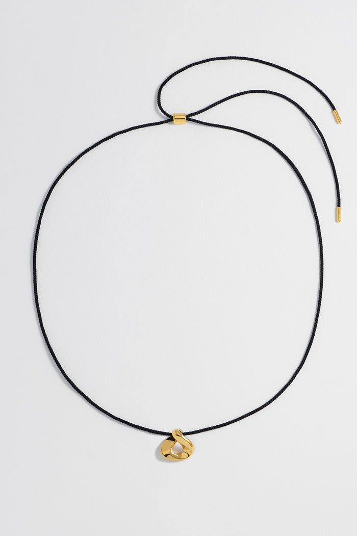 Estella Bartlett Sculptural Twist Pendant Cord Necklace Gold Plated