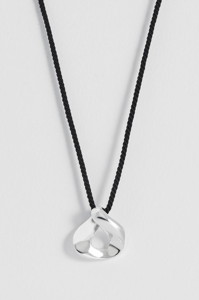 Estella Bartlett Sculptural Twist Pendant Cord Necklace Silver Plated