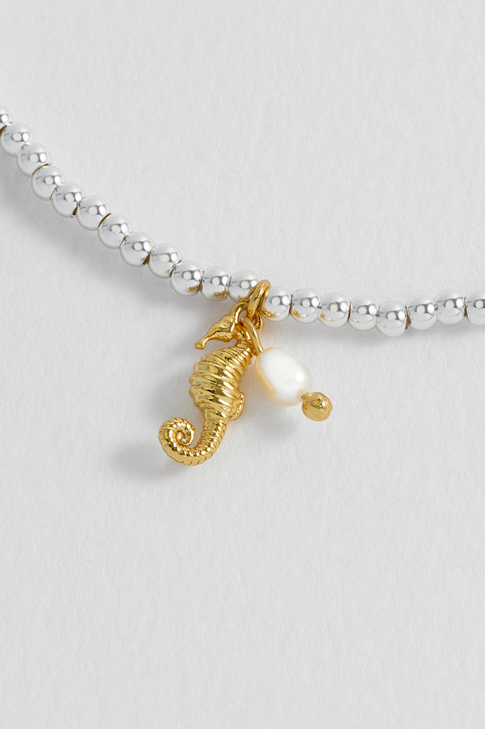 Estella Bartlett Seahorse And Pearl Sienna Bracelet Gold And Silver Plated Packaging Message: Feelin' Beachy