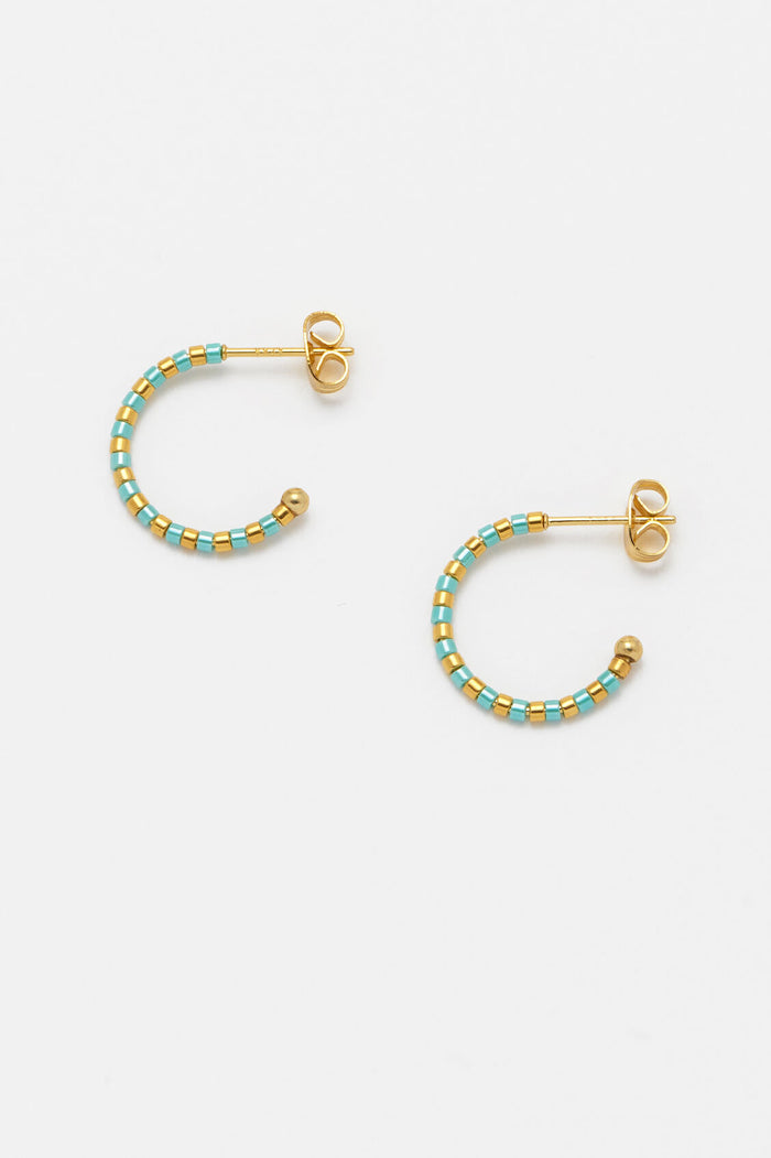 estella bartlett Seashore Beaded Hoop Earrings Gold Plated