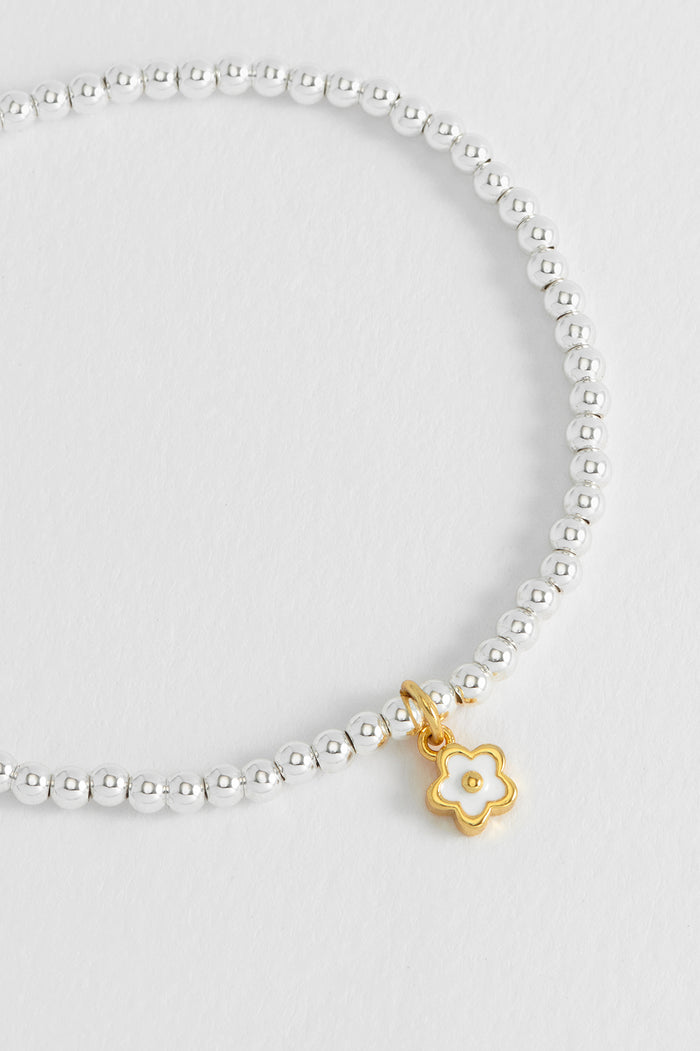 Estella Bartlett Sienna Beaded Enamel Flower Charm Bracelet Gold And Silver Plated Packaging Message: WONDERFUL DAUGHTER