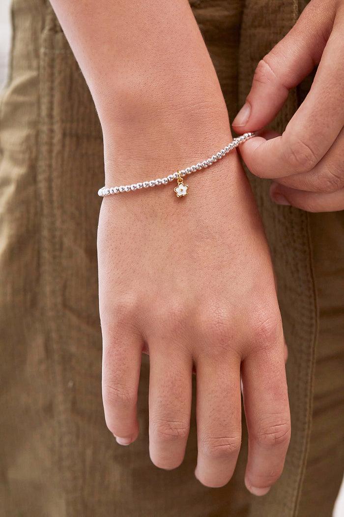 Estella Bartlett Sienna Beaded Enamel Flower Charm Bracelet Gold And Silver Plated Packaging Message: WONDERFUL DAUGHTER