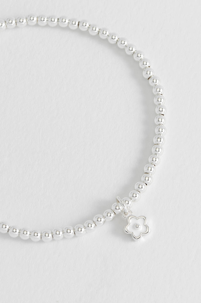 Estella Bartlett Sienna Beaded Enamel Flower Charm Bracelet Silver Plated Packaging Message: WONDERFUL DAUGHTER