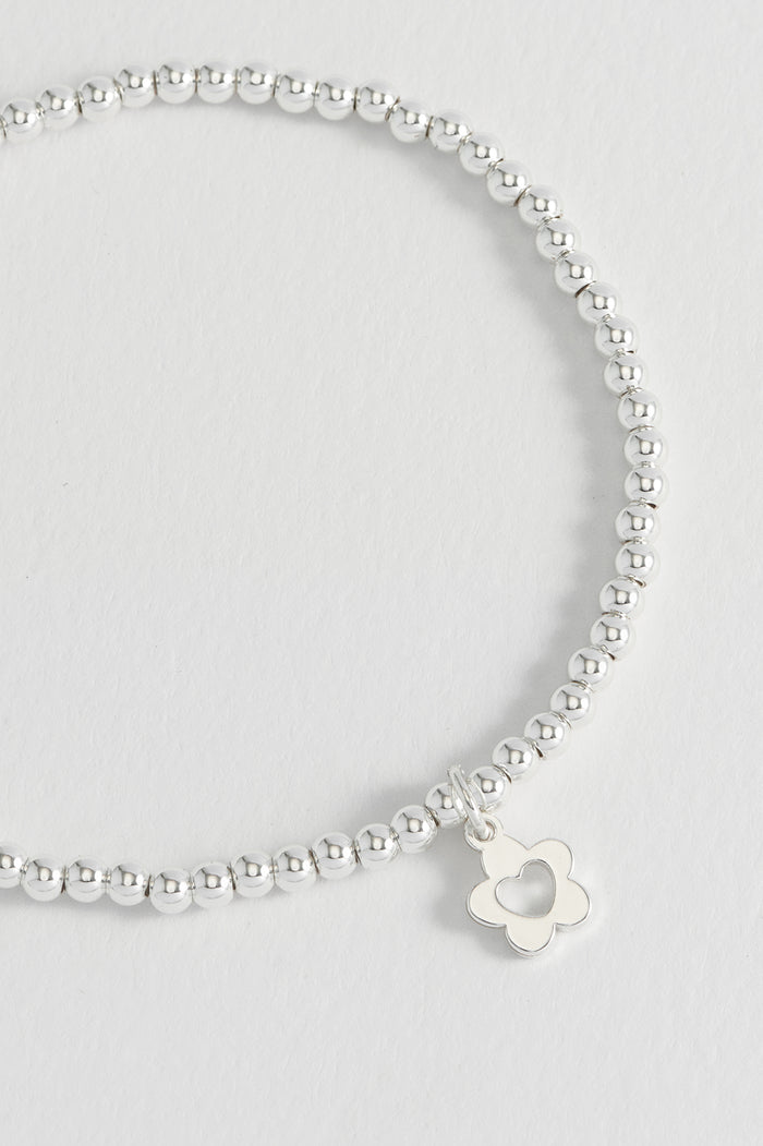 Estella Bartlett Sienna Beaded Flower And Heart Bracelet Silver Plated Packaging Message: YOU'RE THE BEST