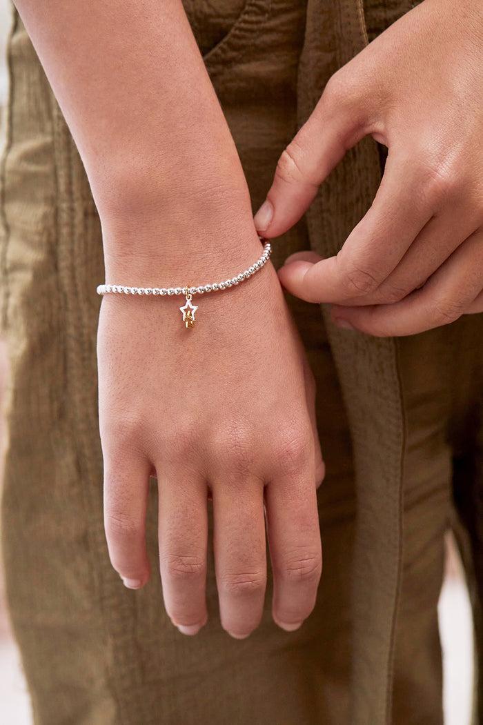 Estella Bartlett Sienna Beaded Interlinked Star Charm Bracelet Gold And Silver Plated Packaging Message: HAPPY BIRTHDAY