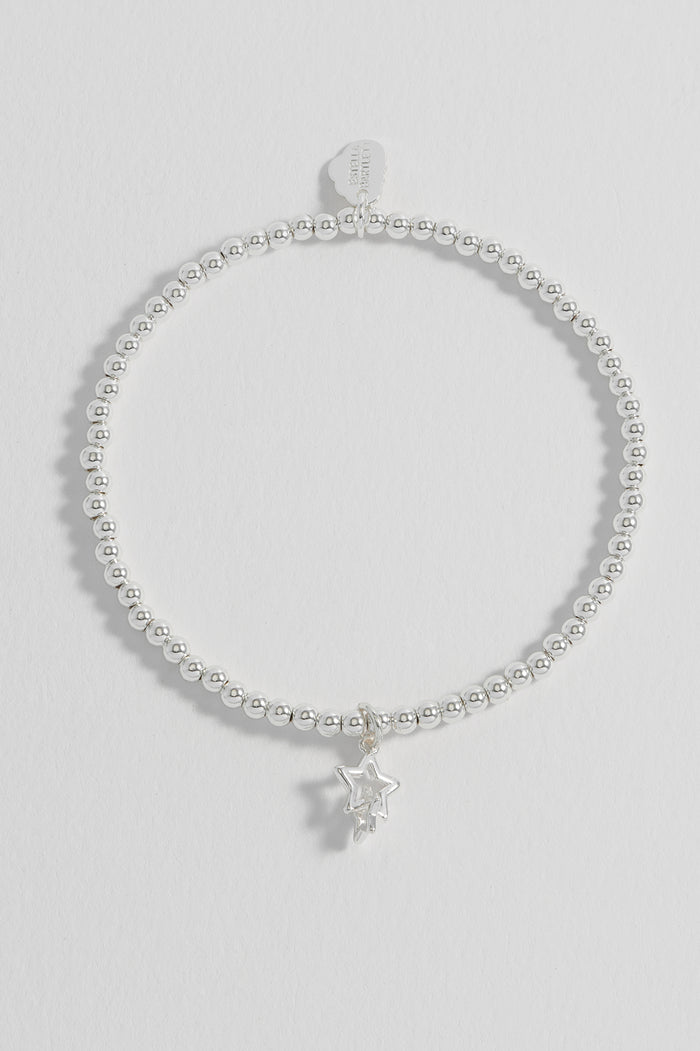 Estella Bartlett Sienna Beaded Interlinked Star Charm Bracelet Silver Plated Packaging Message: HAPPY BIRTHDAY
