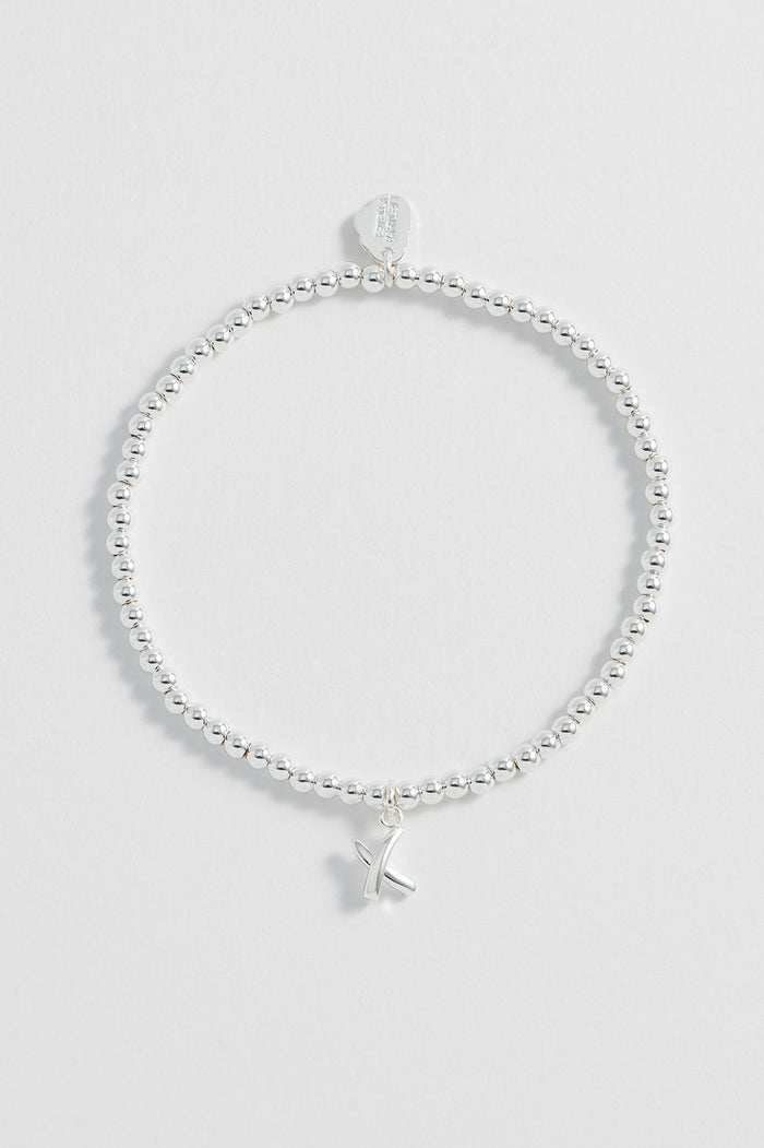 Estella Bartlett Sienna Beaded Kiss Bracelet Silver Plated Packaging Message: Love