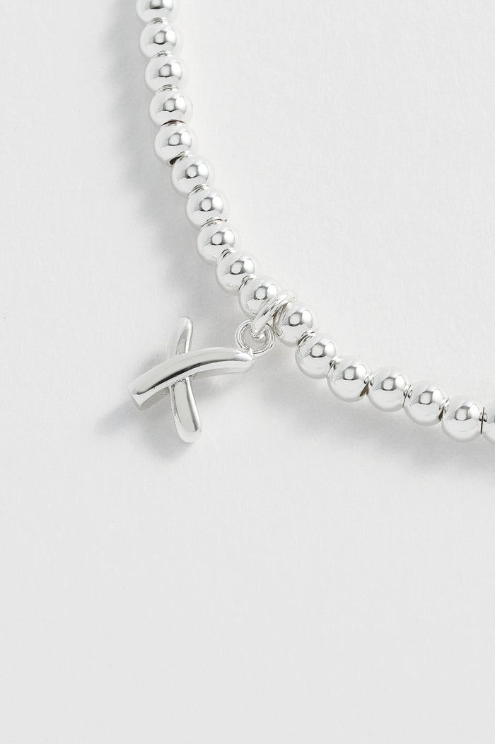 Estella Bartlett Sienna Beaded Kiss Bracelet Silver Plated Packaging Message: Love