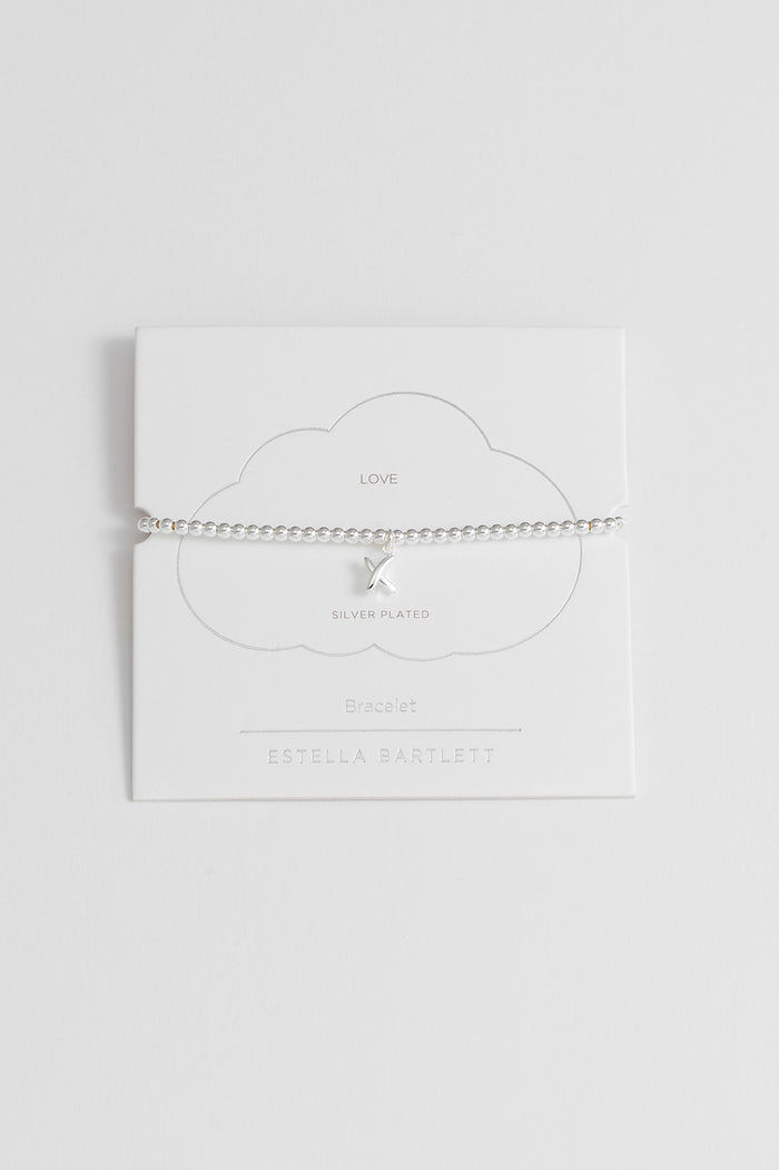 estella bartlett Sienna Beaded Kiss Bracelet Silver Plated Packaging Message: Love