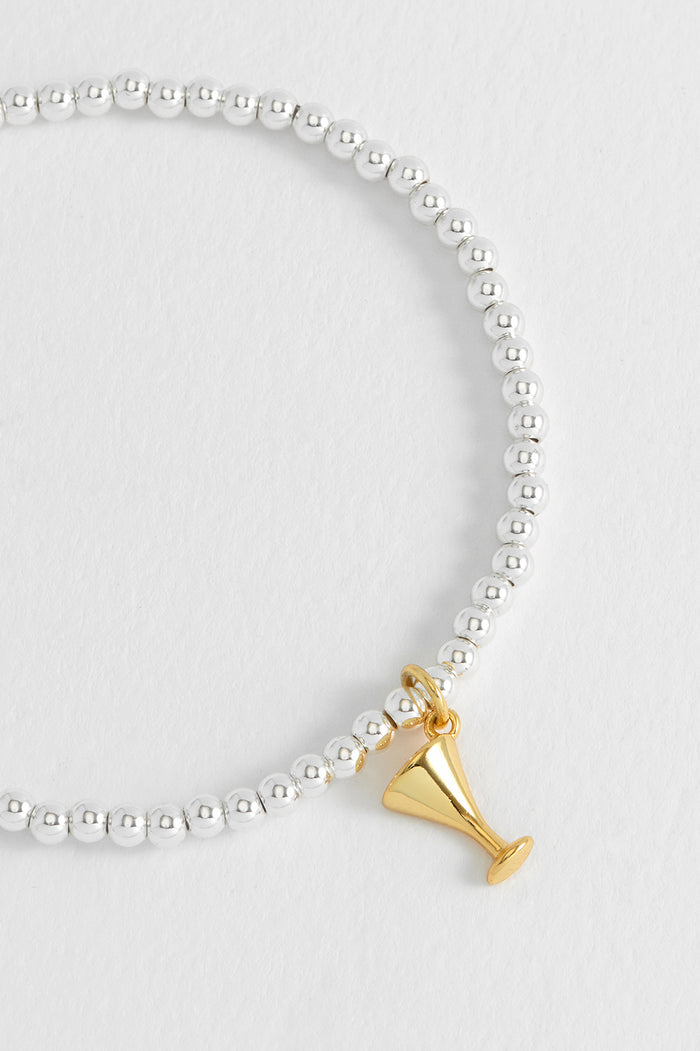 Estella Bartlett Sienna Beaded Martini Charm Bracelet Gold And Silver Plated Packaging Message: CONGRATULATIONS