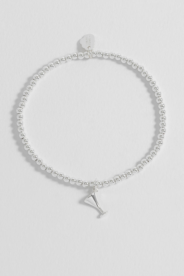 Estella Bartlett Sienna Beaded Martini Charm Bracelet Silver Plated Packaging Message: CONGRATULATIONS