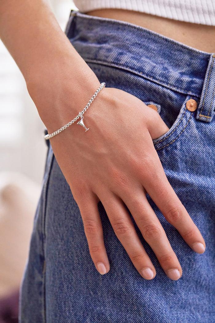 Estella Bartlett Sienna Beaded Martini Charm Bracelet Silver Plated Packaging Message: CONGRATULATIONS