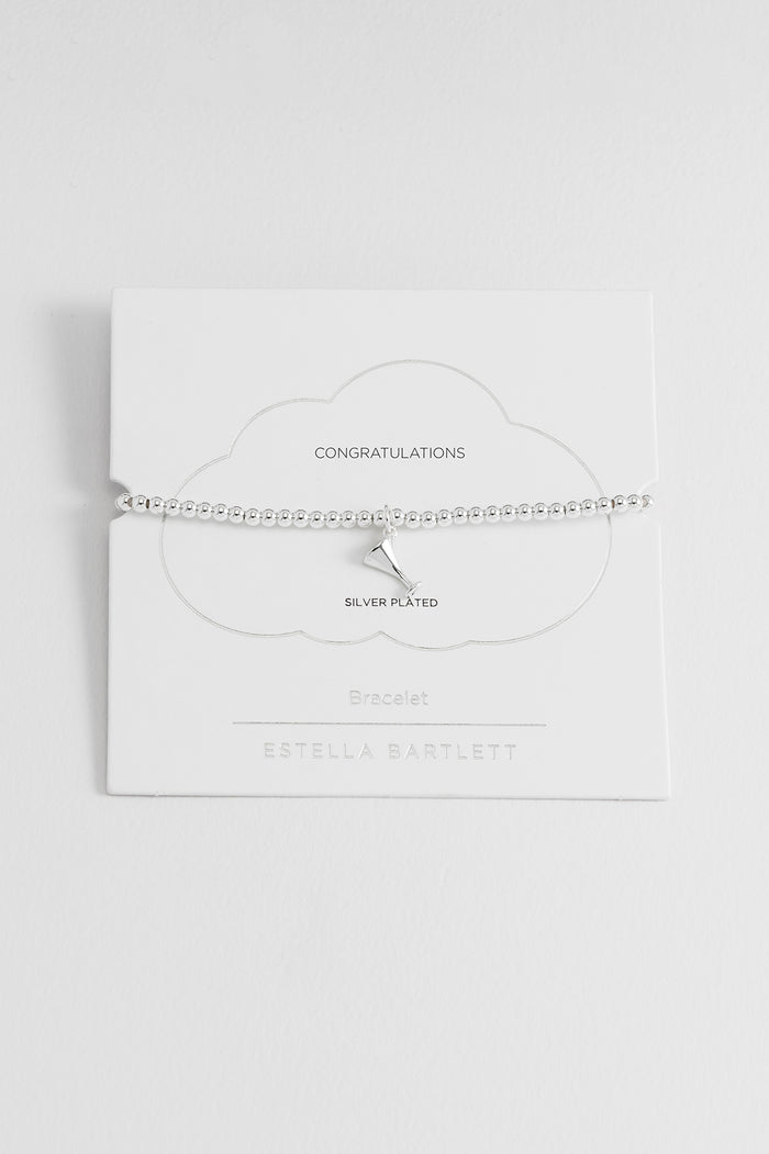 estella bartlett Sienna Beaded Martini Charm Bracelet Silver Plated Packaging Message: CONGRATULATIONS
