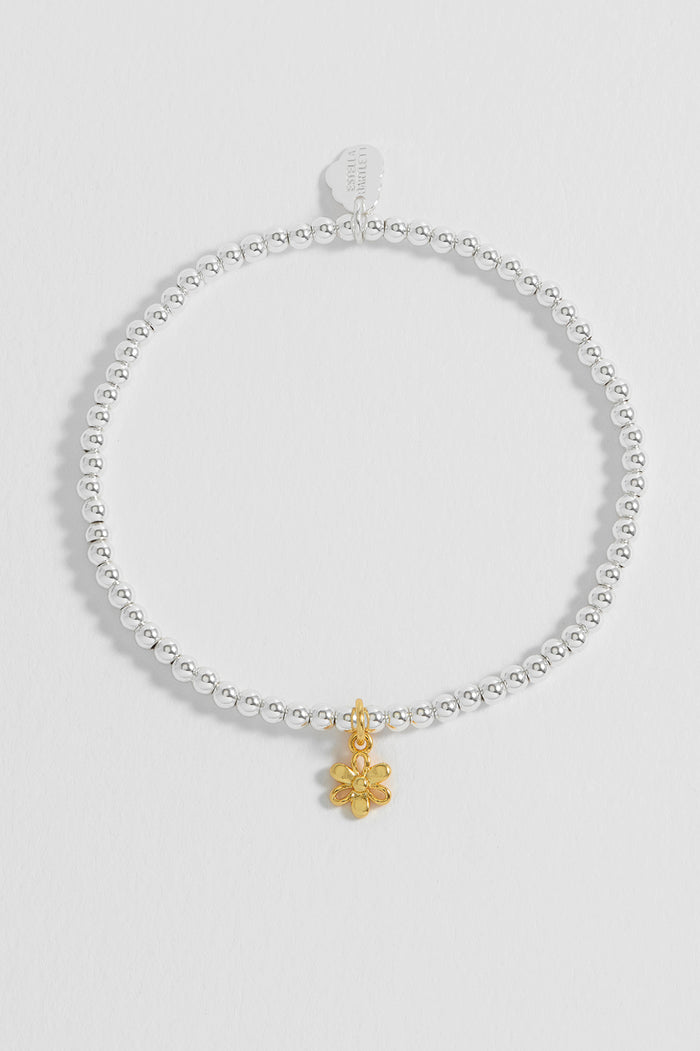 Estella Bartlett Sienna Beaded Open Petal Flower Charm Bracelet Gold And Silver Plated Packaging Message: JUST FOR YOU