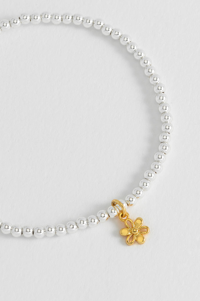 Estella Bartlett Sienna Beaded Open Petal Flower Charm Bracelet Gold And Silver Plated Packaging Message: JUST FOR YOU
