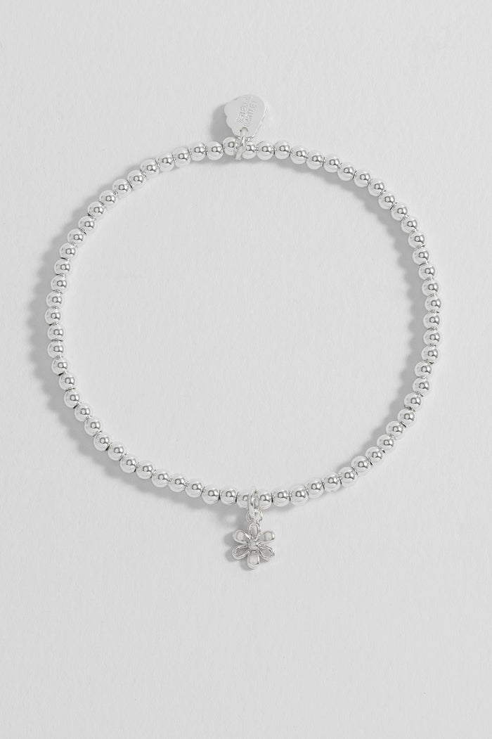 Estella Bartlett Sienna Beaded Open Petal Flower Charm Bracelet Silver Plated Packaging Message: JUST FOR YOU