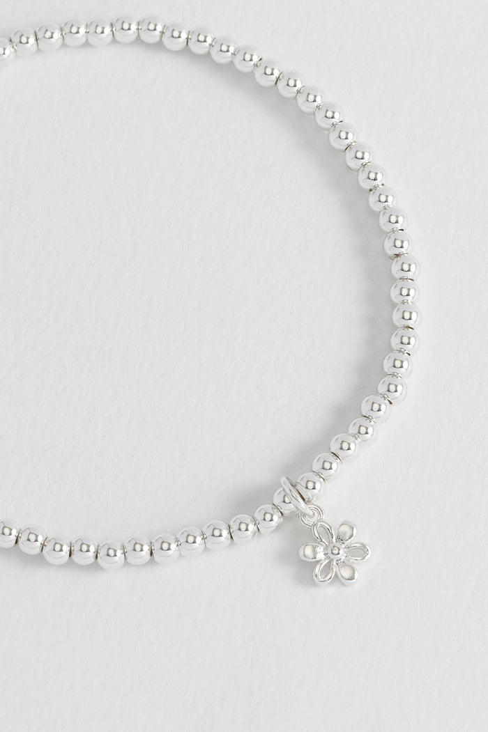 Estella Bartlett Sienna Beaded Open Petal Flower Charm Bracelet Silver Plated Packaging Message: JUST FOR YOU