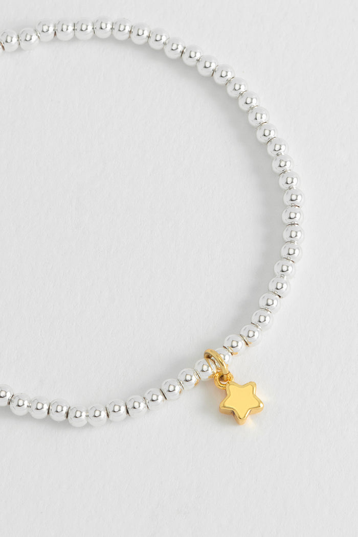 Estella Bartlett Sienna Beaded Puffy Star Charm Bracelet Gold And Silver Plated Packaging Message: YOU'RE A SUPERSTAR