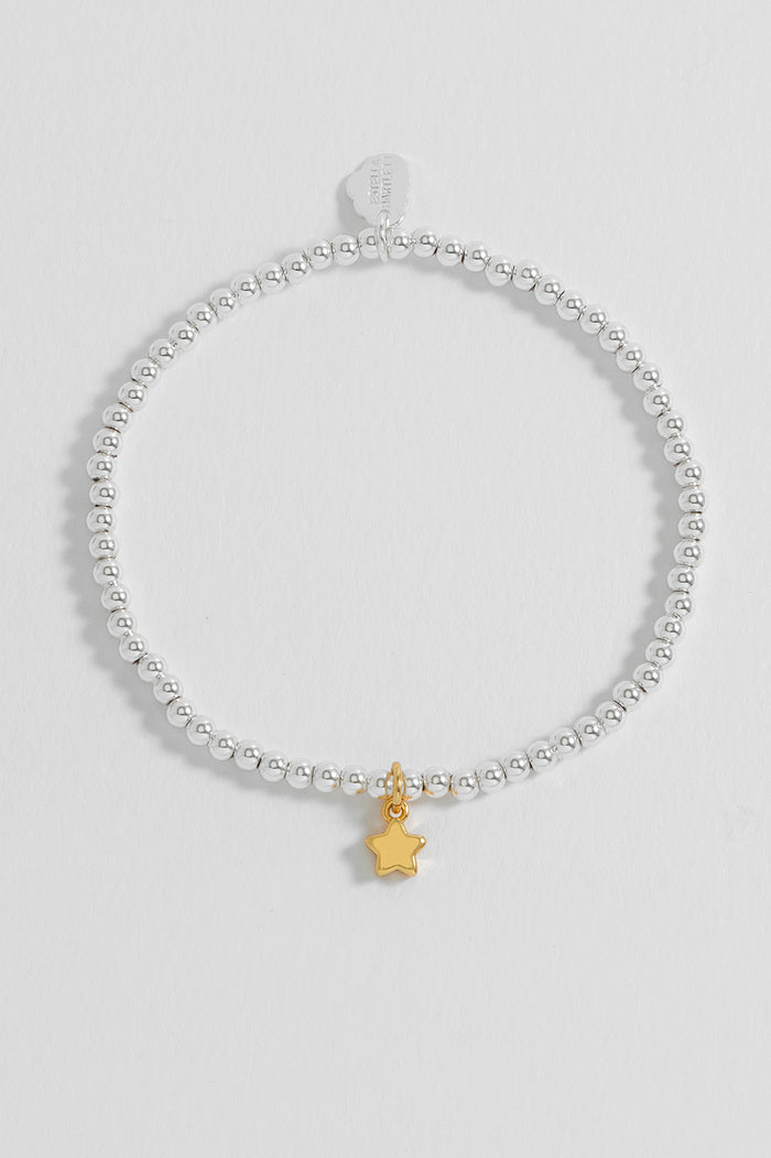 Estella Bartlett Sienna Beaded Puffy Star Charm Bracelet Gold And Silver Plated Packaging Message: YOU'RE A SUPERSTAR