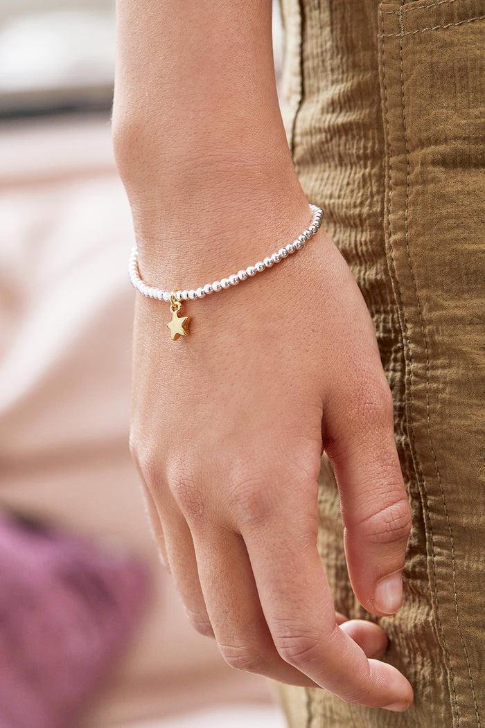 Estella Bartlett Sienna Beaded Puffy Star Charm Bracelet Gold And Silver Plated Packaging Message: YOU'RE A SUPERSTAR